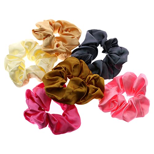 Zoonai Women Teen Girls Satin Scrunchies Hair Accessories Elastic Hair Ponytail Holder Hair Tie - Set Of 2 (Orange) #TOP5