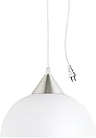 Globe Electric 64413 Plug-in Pendant Light, Brushed Steel Frosted Shade, 15ft Adjustable Cord, Easy Kitchen Island Hanging Fixture