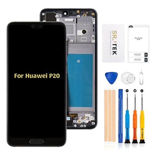 SRJTEK For Huawei P20 �t���p�l���^�b�`�p�l���f�W�^�C�U�[ (�t���[���t��)lcd screen replacement 5.8�C���` EML-L22 EML-L29 ��p�t���p�l�� �f�B�X�v���C�X�N���[�� �f�W�^�C�U�[ �C���p�[�c �H
