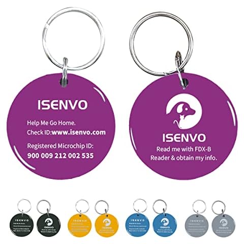 Pet ID Tag with Microchip Inside, Use for Smart Auto Pet Door and Feeder,Waterproof and Durable Pet ID Tag with Free Registration & Lifetime Pet Recovery Service (Purple) Cover