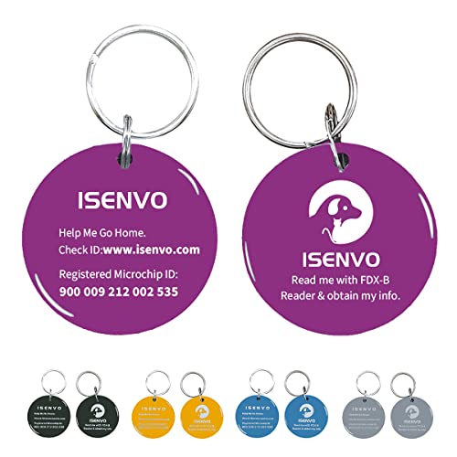 Isenvo Pet Id Tag With Microchip Inside, Light Dog And Cat Id Tag, Waterproof And Durable Pet Id Tag With Free Registration & Lifetime Pet Recovery Service (Purple) #TOP16