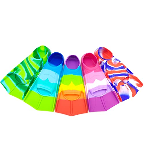 Fadgesy Swimming Training Fins,Comfortable Silicone Flippers For Swimming And Diving,Size Suitable Kids Girls Boys Adult (Xx-Small, Sixcolorful-D) #TOP1