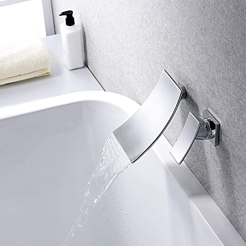 Sumerain Wall Mount Bathtub Faucet, Waterfall Tub Filler Brass Chrome #TOP3