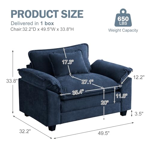 Sillón Plegable Chenille Azul miniatura 2