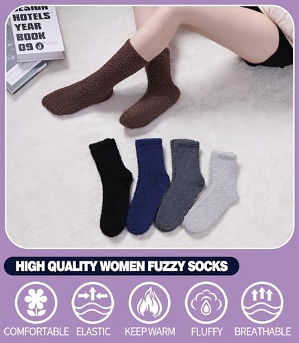 Image of MQELONG Womens Super Soft Fuzzy Cozy Home Sleeping Socks Microfiber Winter Warm Slipper Socks