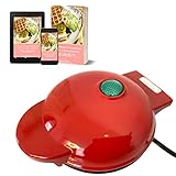 ♨ SCHNELL + EINFACH: Einfach einstecken und loslegen; es erwärmt sich in nur wenigen Sekunden und Sie können innerhalb 1 Minute Ihre Wunschwaffel kreieren. Die doppelten Antihaftoberflächen sorgen für einen gleichmäßigen Garvorgang für gleichmäßige Ergebnisse, 10cm Kochflächen für einzelne Portionen.