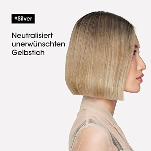 L'Oréal Professionnel Anti-Gelbstich Haarshampoo für weißes, graues & blondiertes Haar, Violett-Pigmente, Serie Expert, Silver Shampoo, 300 ml
