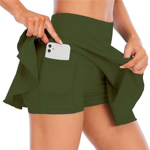 Saia feminina atlética de tênis com bolsos internos shorts rodados para treino curto, G, GG
