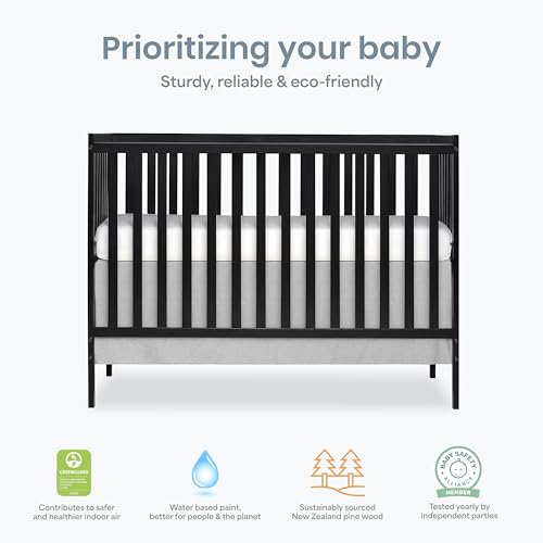 Image of Dream On Me Synergy 5-in-1 Crib, Toddler Bed in Black