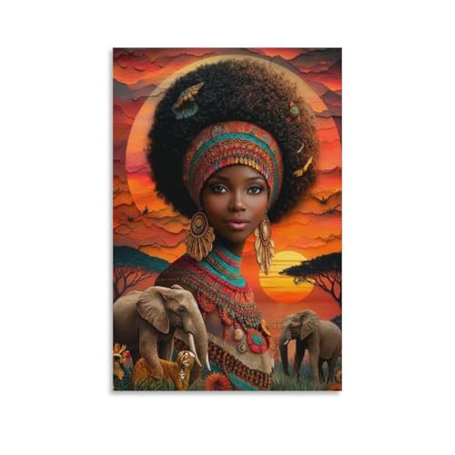 Impression sur toile premium portrait femme africaine DHBANEIOK decoration murale raffinee