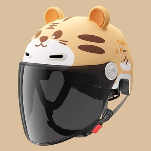 Kinder-Jethelme Halbhelme, Kinder-Rollerhelm Sturzhelm Mit Sonnenblende, ECE 22.06 Zertifiziert Offener Motorradhelm Für Jungen Und Mädchen Im Alter Von 3–12 Jahren H,53-56cm