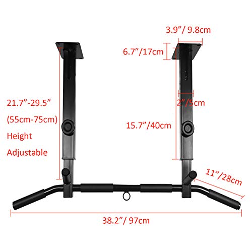 Sfeexun Joist Mounted Pull Up Bar Height Adjustable, Ceiling Mount Chin Up Bar, Heavy Duty Home Gym Strength Training Equipment Max Load 660Lbs (Mounted On Ceiling) #TOP2