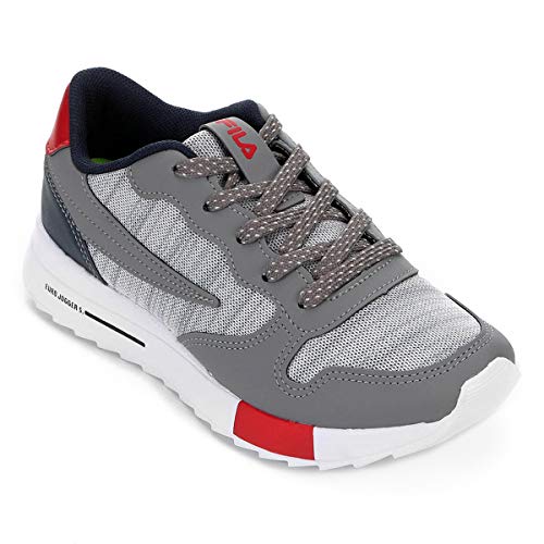 Tênis Euro Jogger Sport, Fila, Criança Unissex, Cinza/Vermelho/Marinho, 33