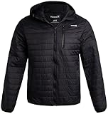 Hurley Mens Puffer Jacket - Lightweight Packable Insulated Winter Coat for Men - Weather Resistant Quilted Outdoor Jacket, Size Large, True Black