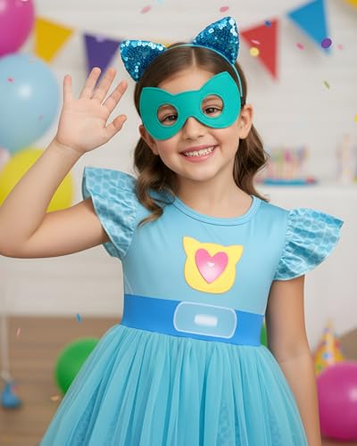 Vestido de tul con máscara y diadema para niñas miniatura 5