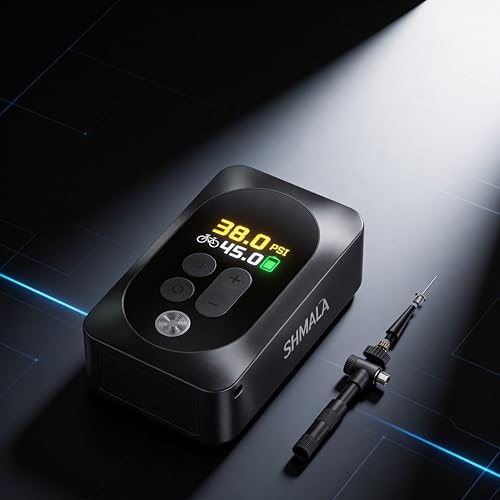 SHMALA Mini Electric Bike Pump, 120g Ultra-Light 150 PSI Portable Bike Tire Inflator with Digital Gauge, USB-C Rechargeable Auto-Stop, Presta & Schrader for Road Mountain E-Bike
