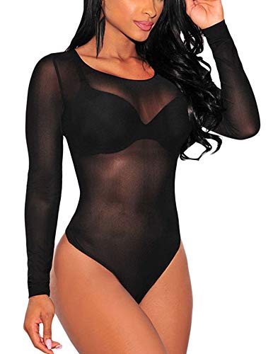 Beautyplay Femme Sexy Body Manches Longues Bodysuit Blouse Top Clubwear Jumpsuit Combinaisons Cover