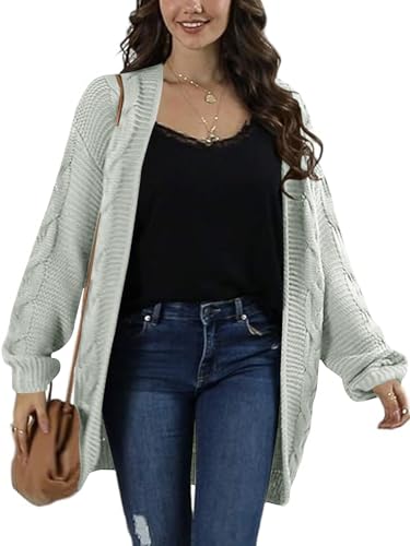 Image of Womens Oversized Chunky Open Front Cardigan Sweaters Cable Knit Long Sleeve Cardigans Outwear Coats