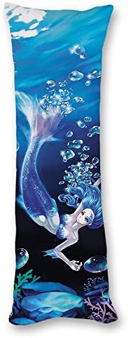 AILOVYO Mermaids Machine Washable Silky Shiny Satin Decorative Body Pillow Case Cover, 20-Inch x 54-Inch