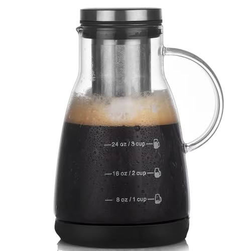 Bosiyrggrl 960ml Macchina per caffè e tè A Doppio Uso, Bricco per Ghiaccio in Vetro per caffè Espresso con Filtro, Bricco in Vetro per Uso Domestico