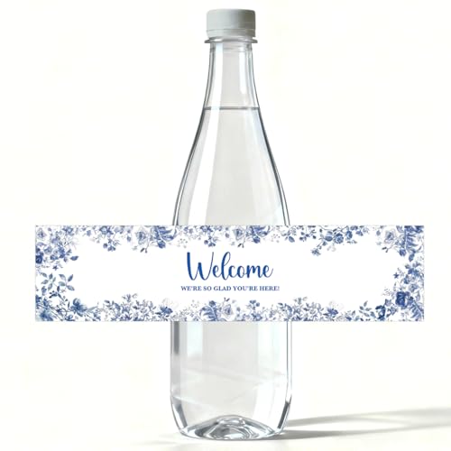 KongMoTree Blue Floral Water Bottle Labels