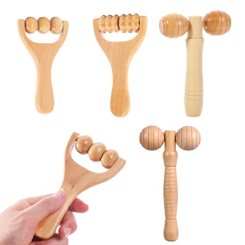 Masajeador de Madera,Yiyifor Set de 4 Kit Maderoterapia Corporal,Masajeador Anticelulítico,Masajeador Muscular,Para Espalda,Piernas,Muscular,Corporal,Estética (facial massage)