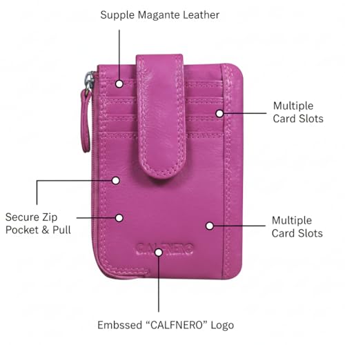 Image of Calfnero Genuine Leather Card Holder & Key Case for Men & Women | Slim Wallet with Zipper Pocket, Card Slots & Key Chain | Compact Travel Organizer