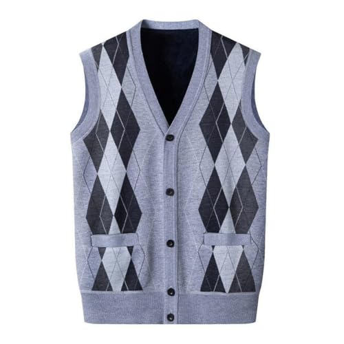 Men's Argyle Knit Sweater Vest V-Neck Button Down Sleeveless Cardigan Classic Spring Autumn Casual Top2