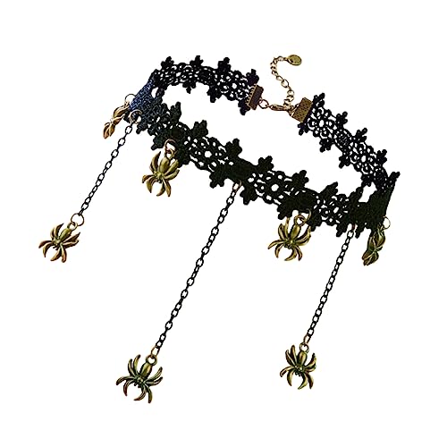 SHERCHPRY Accesorios De Halloween De Araña Disfraces Pendientes De Araña Gargantilla De La Tapa Gargantilla Collares Para Medallón Gargantilla Para Mujer Collar Gótico Aleación
