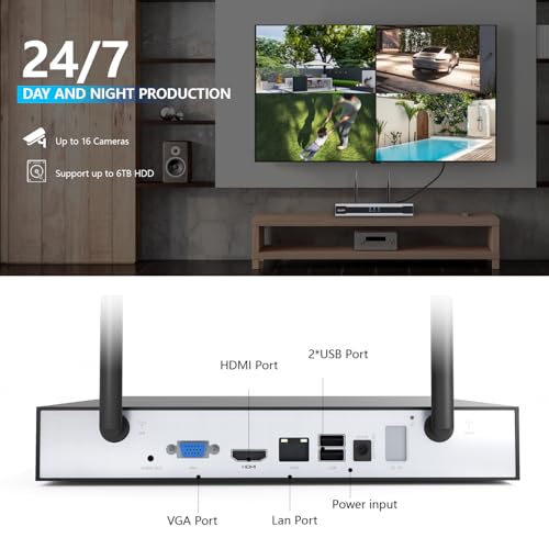 REIGY 16CH WiFi NVR, nur Kompatibel Kameras, kann bis zu 16 Kameras verbinden