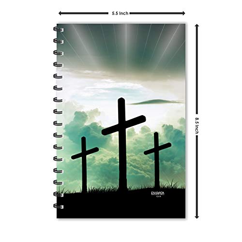Image of ESCAPER Jesus Cross Diary (A5 Size - 8.5 x 5.5 Inches - 160 Pages - Ruled), Spiral Notebook, Notepad for Writing Notes