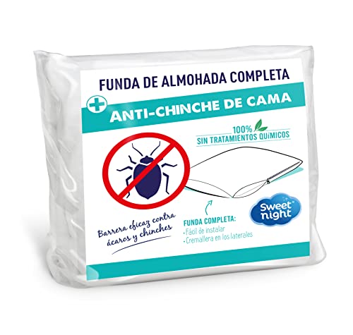 Sweetnight Protectore de almohada 50x70 cm, Anti-Chinches y Anti-ácaros, Silencioso, Cremallera, Sin tratamiento químico