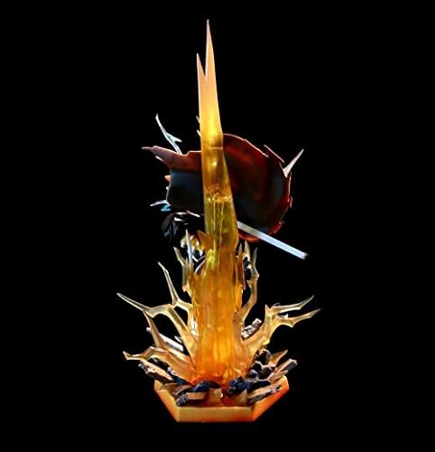 Demon slayer figure Agatsuma Zenitsu Thunderbolt Twin-Headed Sculpture 35cm/13.77inch Anime Figure Statue Exquisite Anime PVC Action Figure Model Toy Collectible Home Decor Gift