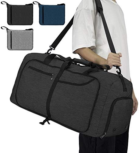 NEWHEY Foldable Travel Duffle Bags for Men Weekend Overnight Bag Sports Gym Bag with Shoe Compartment Folding Luggage Holdall Bag Water Resistant 40L 65L 80L 100L