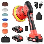 Innsky Cordless Car Polisher, 2 * 21V 2.0Ah Rechargeable Batteries Car Buffer Polisher Machine with 8 Variable Speed 2800-6200RPM, 6 IN Dual Action Car Polisher for Detailing Polishing