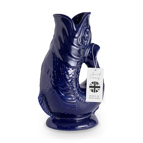 Wade Brocca per pesci, realizzata a mano a Stoke-on-Trent Inghilterra, premiato marchio iconico del patrimonio britannico, terracotta inglese, 1,2 l, blu cobalto