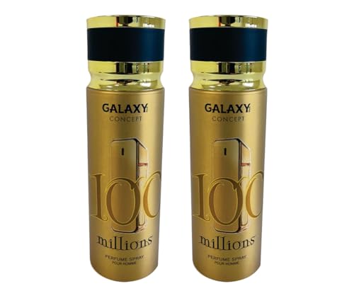 Galaxy Plus Concept 100 Millions Perfume | Pack of 2 - Million Unisex Body Spray 200ml | Rose and Amber Fragrance | Million Perfume Spray for Men by Sapphire’s choice