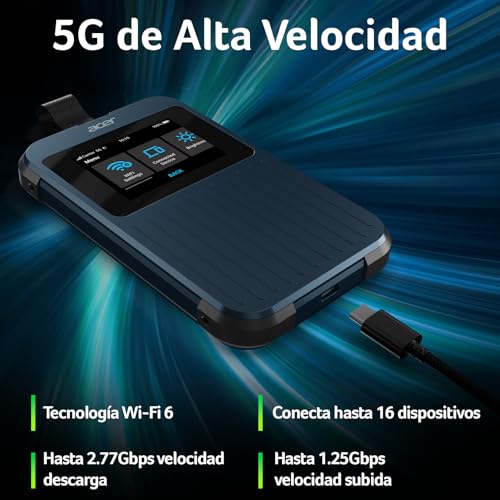 Acer Connect Enduro M3 Router Wifi con Sim 5G, Mobile Hotspot, Router Wifi 6 Dual Band, Octa Core 2.4 GHz, Display 2.4" Touch, NanoSim, USB 3.0 TypeC, Certificato MIL-STD-810H, Protezione IP54 - Router - Immagine 2
