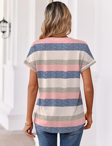 Image of Zeagoo Womens Tops Short Sleeve Summer V Neck Shirts Work Blouses Business Outfits Fashion Clothing