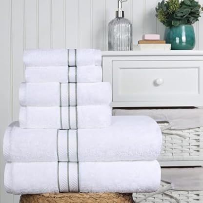 Simpli-Magic 79509 8-teiliges Premium-Set, 2 Badetücher, 4 Waschlappen, 100% ringgesponnene Baumwolle, sehr saugfähige Handtücher für Badezimmer, Fitnessstudio, Hotel und Spa, (2) 68,6 x 137,2 cm, – Bild 4