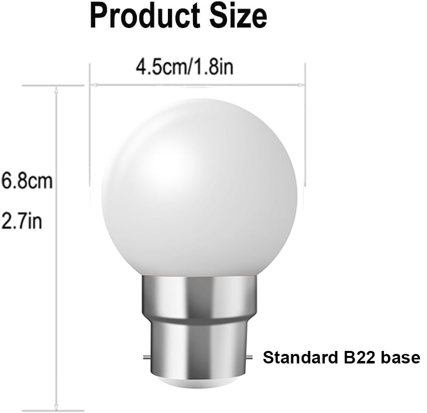 WULUN 16 Pack 2W Coloured LED Light Bulbs B22 Bayonet Cap Fitting, Festoon Party Lights for Indoor Outdoor Use (Warm White Light) - Image 2