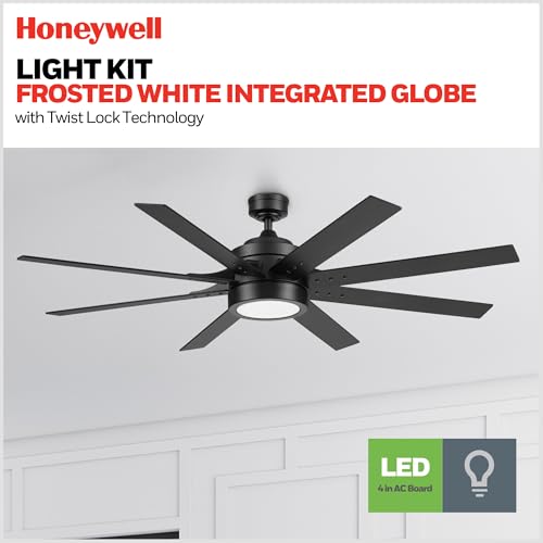 Image of Honeywell Ceiling Fans Xerxes, 62 Inch Modern Indoor Ceiling Fan with Lights and Remote Control, Color Changing LED, 8 Dual Finish Blades, Reversible Motor - 51904-01 (Black)