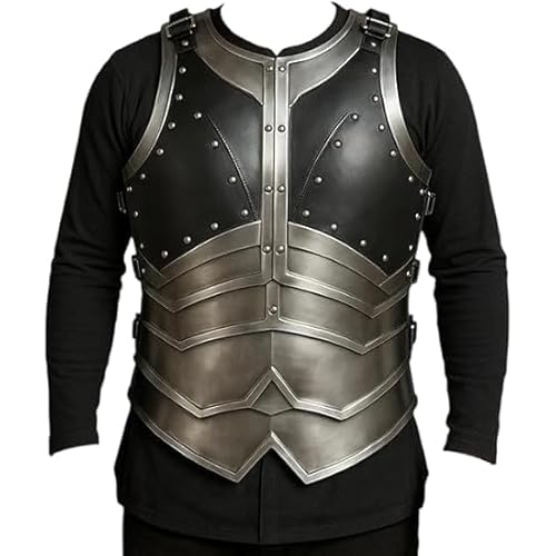 Medieval Steel Warrior Breastplate – Handmade Gothic Chest Armor for Reenactment, LARP, Cosplay & Costume – Black & Silver Finish