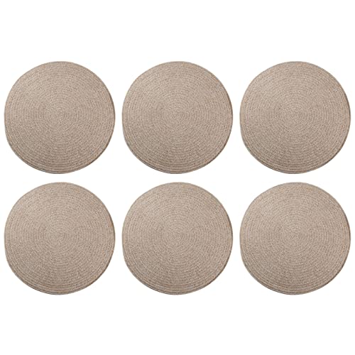 Lot de 6 sets de table ronds tressés beige en vinyle PVC
