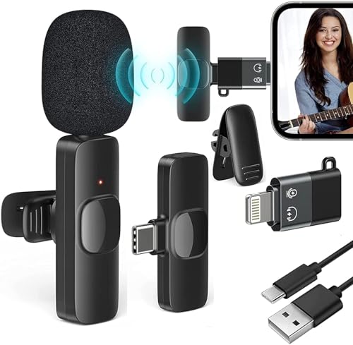 Image of K8 Wireless Microphone Lavalier Mini Mic | Plug and Play | Lightning & Type-C Receiver for for iPhone, Android, Vlogging, YouTube & Online Class