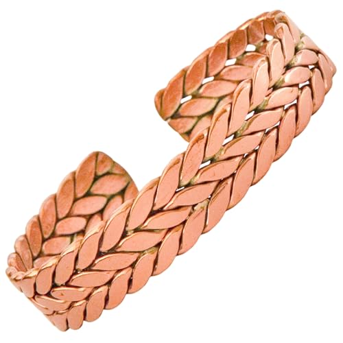 KANTIPUR Thick Braided Copper Bangle, Adjustable Copper Bracelet, Bohemian Cuff Himalayan Tibetan Jewellery for men and women, Unisex