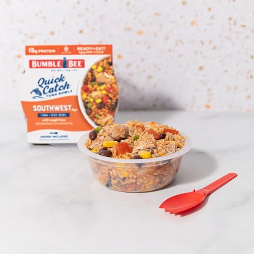 Bumble Bee Quick Catch Southwest Rice, Wild Caught Tuna and Rice Bowl, 6 oz - Ready to Enjoy, Spork Included - 15g Protein per Serving - No Artificial Flavors - Good Source of Fiber