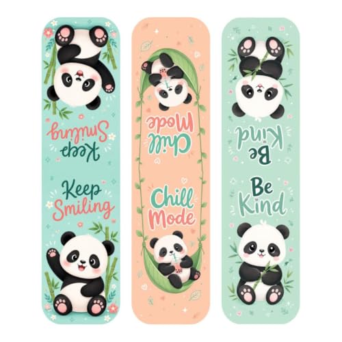 Image of Zesta Magnetic Bookmark | Aesthetic Book Mark for Reading | Cute Anime Bookmarks for Kids, Students | Book Accessories for Novels, Gifts for Readers (Panda New, Medium (9X2.5 Cms))