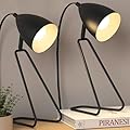 PARTPHONER Metal Desk Lamp 350°Rotatable, Small Table Lamp Set of 2, Modern Black Reading Bedside Lamps, Suitable for Study, Bedroom, Office, Dorm, Children's Room, LED Bulb Included