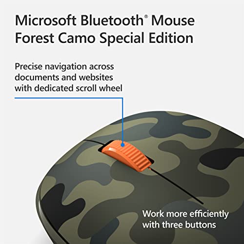 Image of Microsoft Bluetooth Mouse - Forest Camo. Compact, Comfortable Design, Right /Left Hand Use, 3-Buttons, Wireless Bluetooth Mouse for PC /Laptop /Desktop, Works with for Mac /Windows Computers